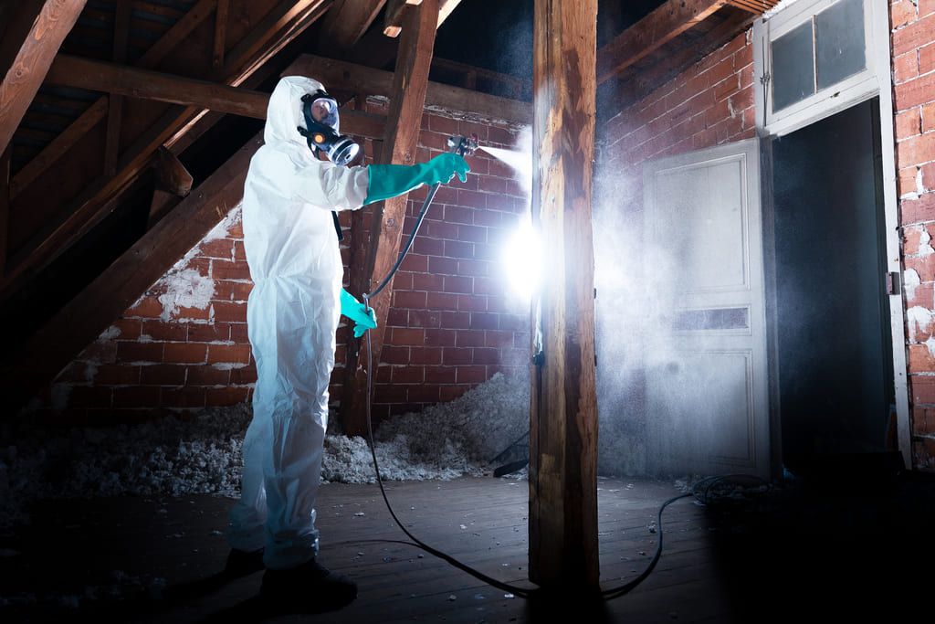 Pulverisation de traitement dans des combles